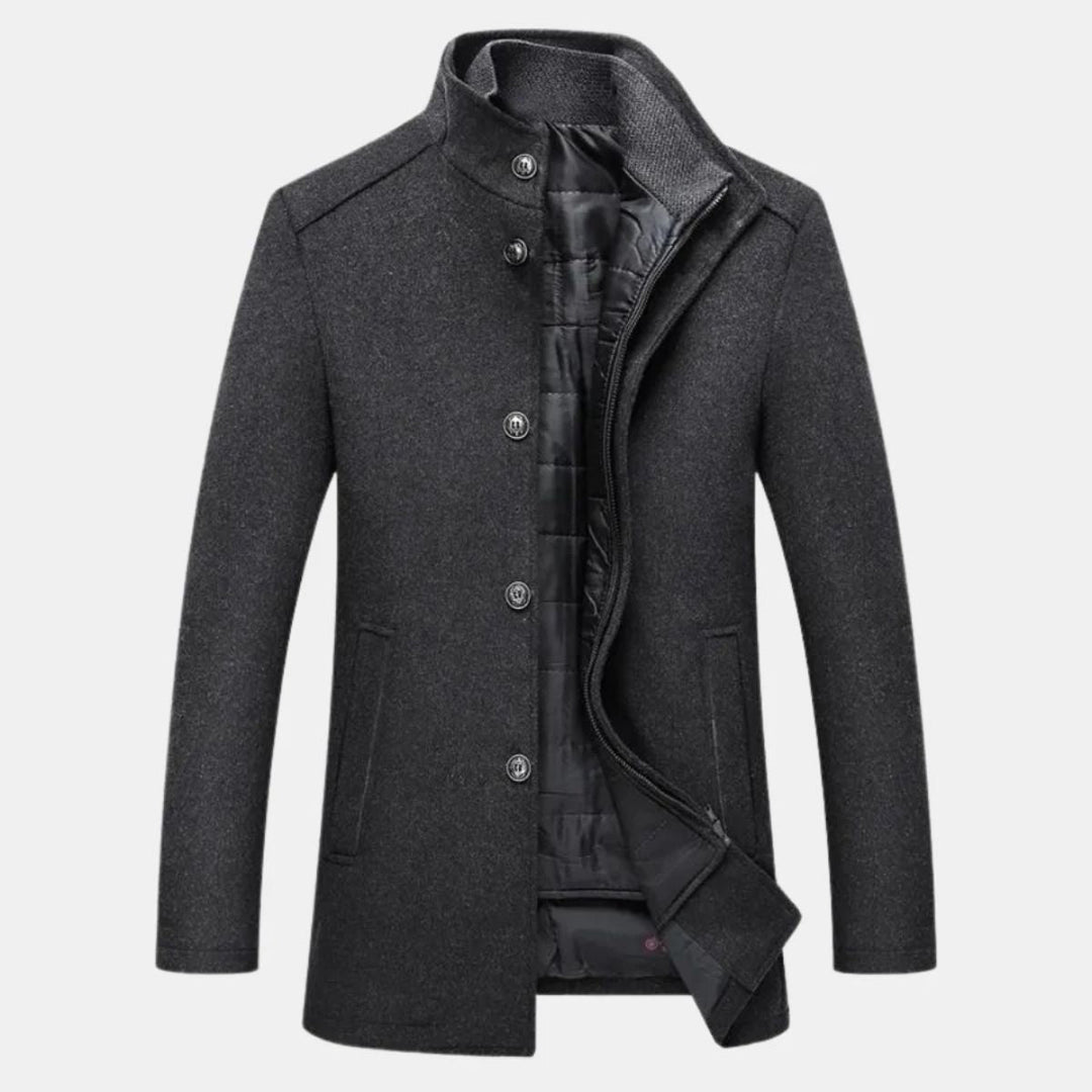 Herren Wollmantel Mit Klassischem Winter Design