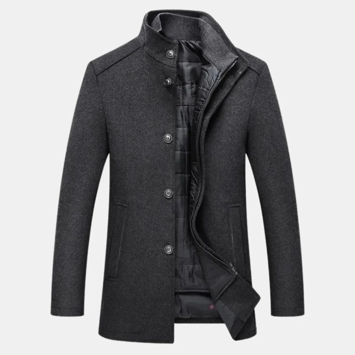 Herren Wollmantel Mit Klassischem Winter Design