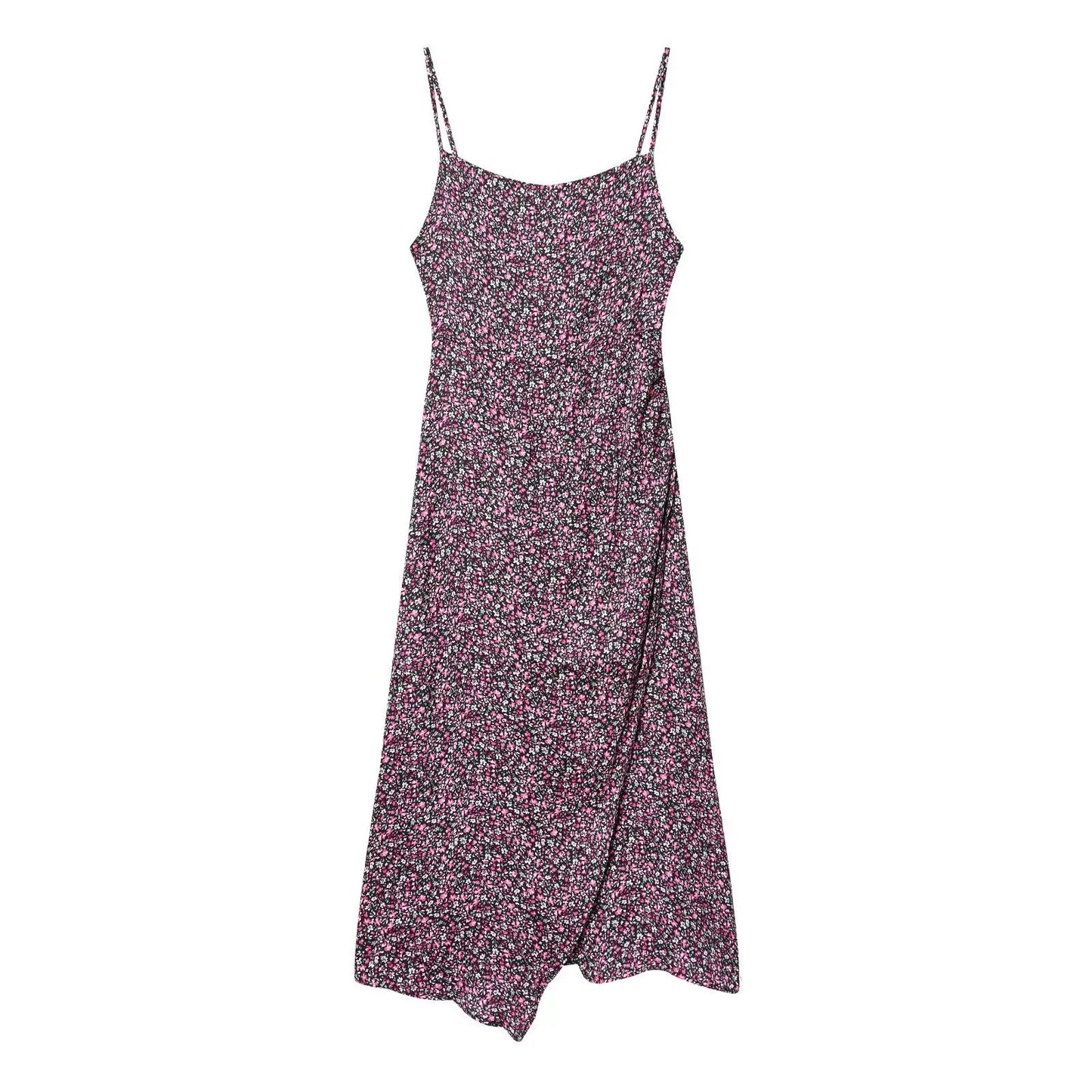 Damen V-Ausschnitt Floral Chiffon Trägerkleid Bohemian Sommer Strandbekleidung