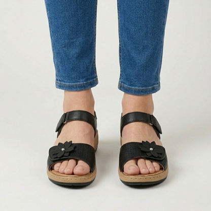 Damensandalen mit Blumenmuster und hohem Komfort