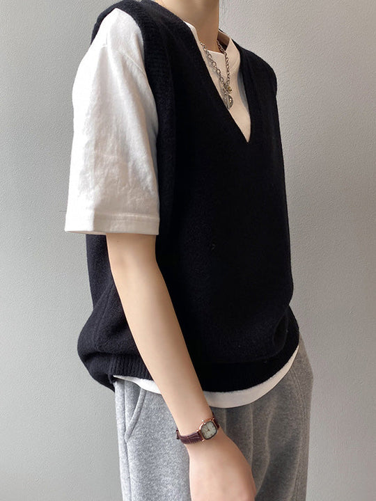 Damen Strickweste Mit V-Ausschnitt Und Lockerem Schnitt