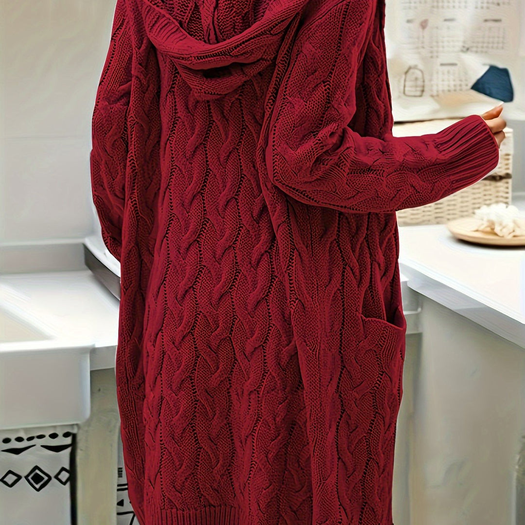 Offener Strickcardigan mit Taschen in Unifarbe für Damen