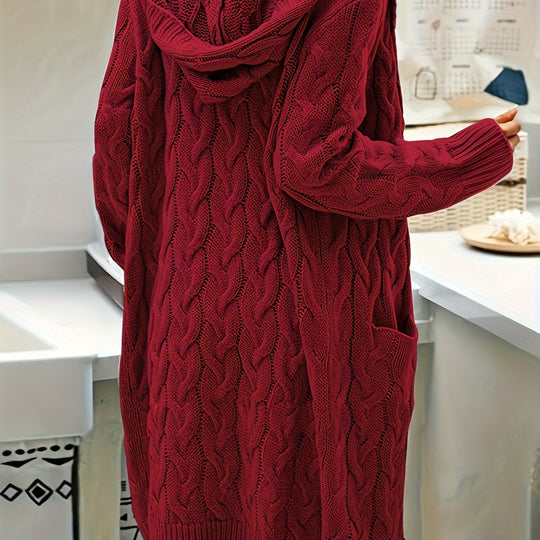 Offener Strickcardigan mit Taschen in Unifarbe für Damen