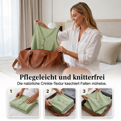 Leichtes Crinkle-Zweiteiler-Set mit Knopfleiste