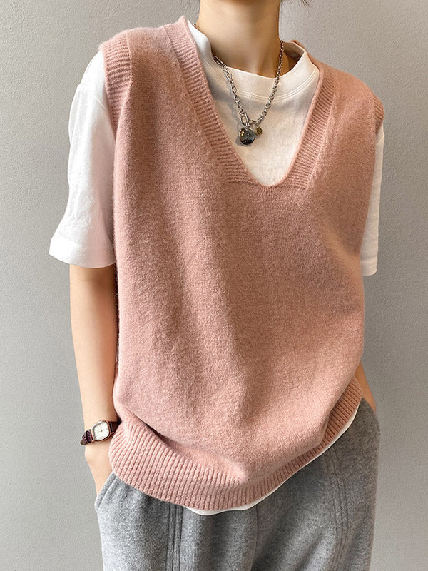 Damen Strickweste Mit V-Ausschnitt Und Lockerem Schnitt