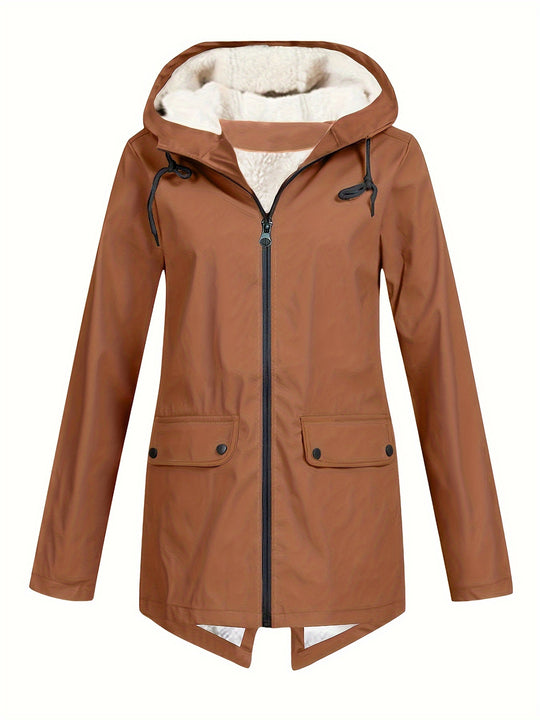 Windbreaker Jacke mit Kapuze und Reißverschluss für Damen