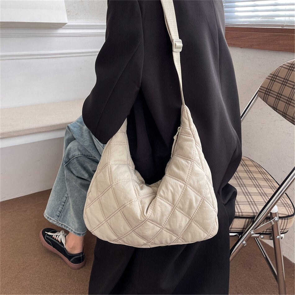 Gesteppte Diamond Puffer Schultertasche Leichtes Nylon