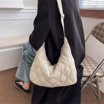 Gesteppte Diamond Puffer Schultertasche Leichtes Nylon
