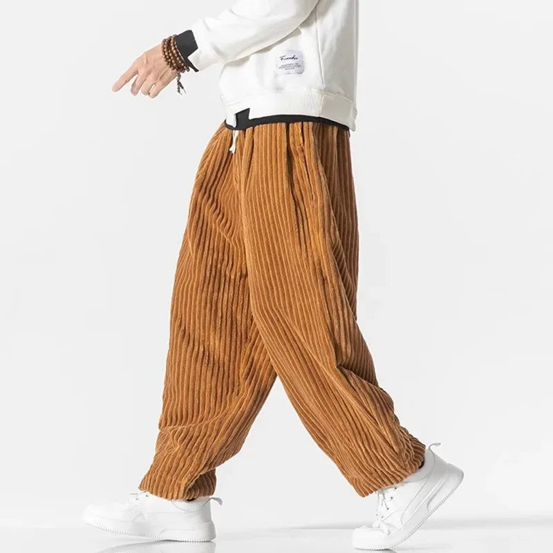 Herren Cordhose Mit Weitem Bein Und Kordelzug