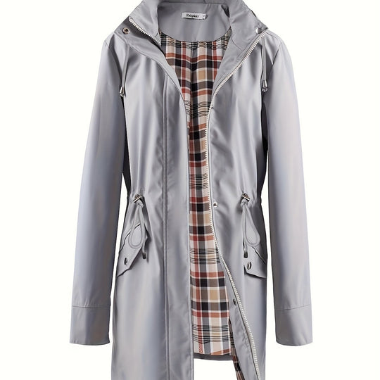 Trenchcoat mit Kapuze, Reißverschluss und Taillenzug für Damen
