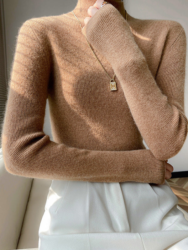Damen Strickpullover Mit Halbhohem Kragen Und Schmalem Schnitt