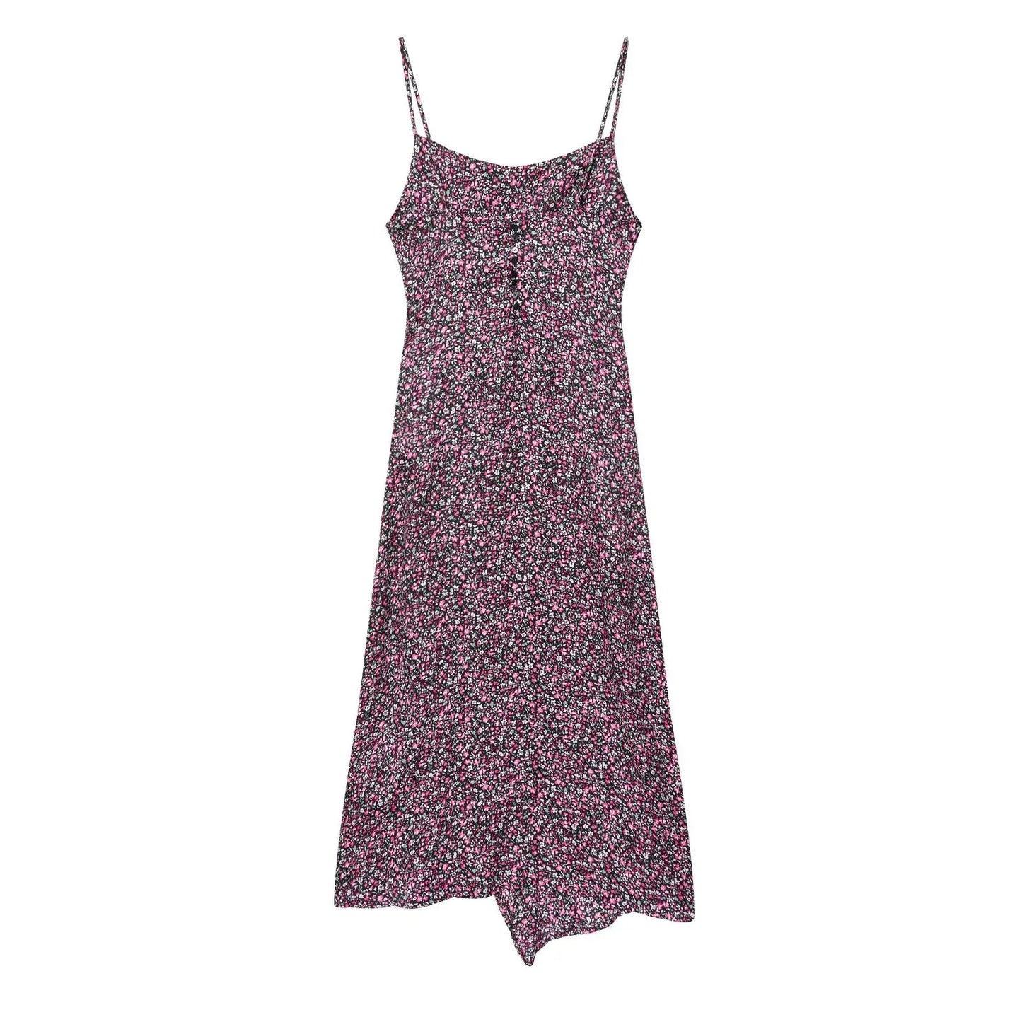Damen V-Ausschnitt Floral Chiffon Trägerkleid Bohemian Sommer Strandbekleidung