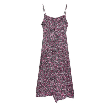 Damen V-Ausschnitt Floral Chiffon Trägerkleid Bohemian Sommer Strandbekleidung