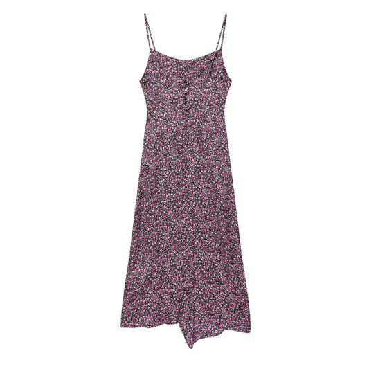Damen V-Ausschnitt Floral Chiffon Trägerkleid Bohemian Sommer Strandbekleidung
