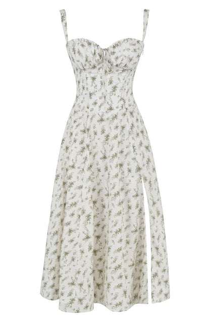 Florales Bustier Midriff Cutout Bodycon Kleid