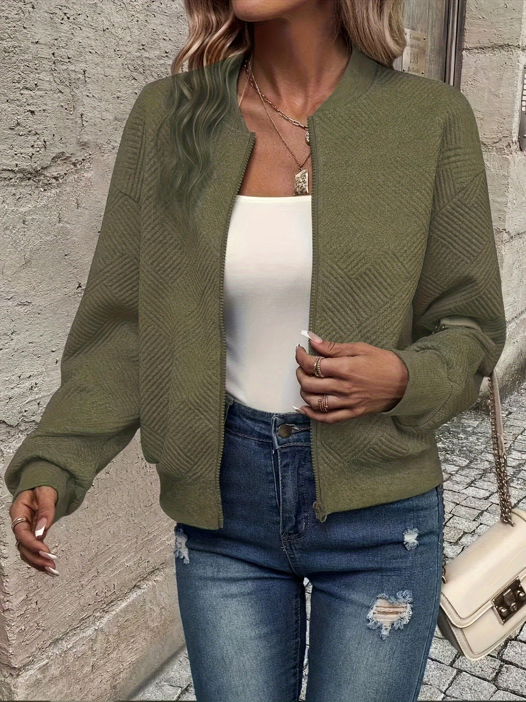 Leichte Übergangsjacke mit Stehkragen und Reißverschluss für Damen