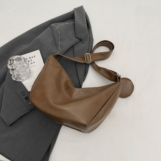 Trendige runde Schultertasche mit Minibörse für Damen