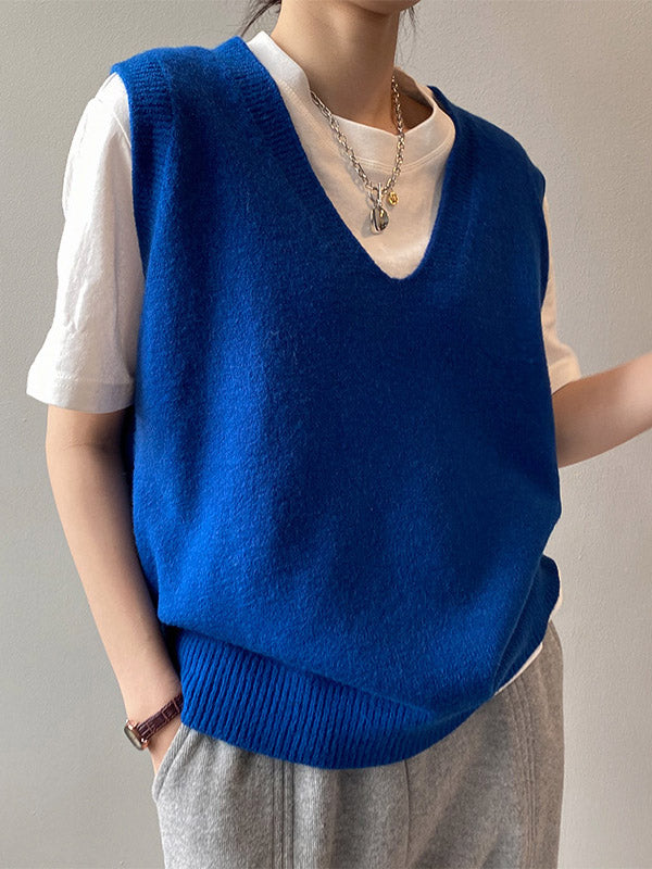 Damen Strickweste Mit V-Ausschnitt Und Lockerem Schnitt