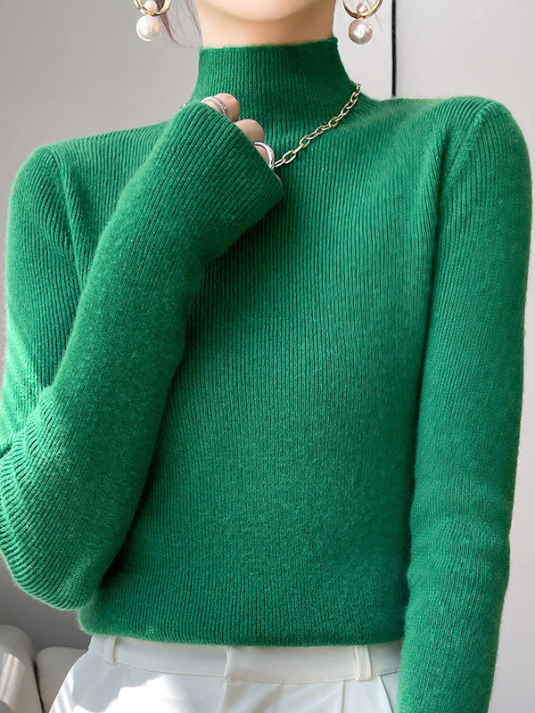 Damen Strickpullover Mit Halbhohem Kragen Und Schmalem Schnitt