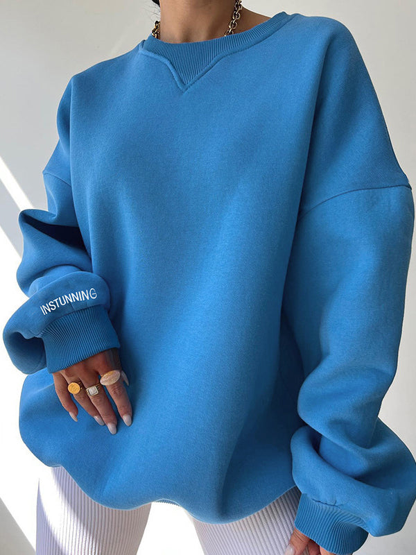 Damen Sweatshirt Mit Rundhalsausschnitt Und Lockerem Schnitt