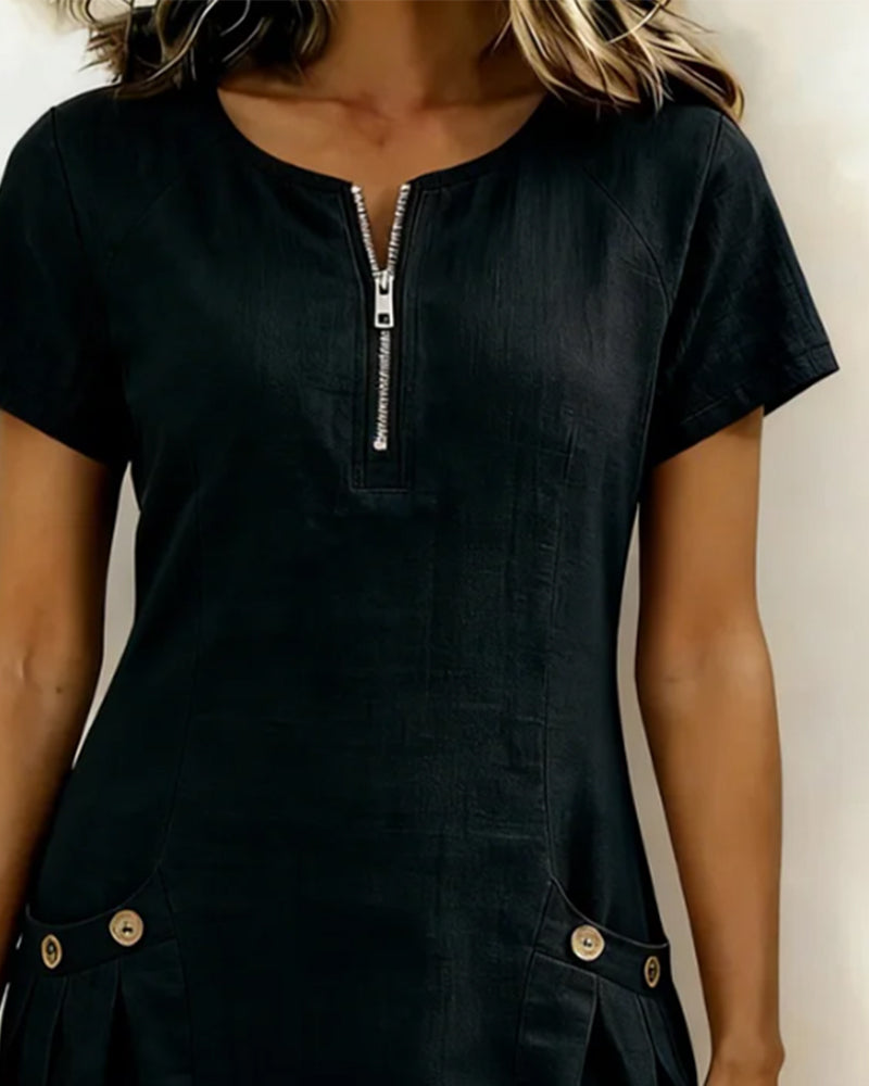 Leinenkleid mit A-Linien-Schnitt und weicher Haptik