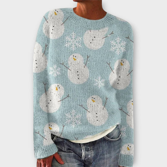 Damen Strickpullover Mit Wintermotiv