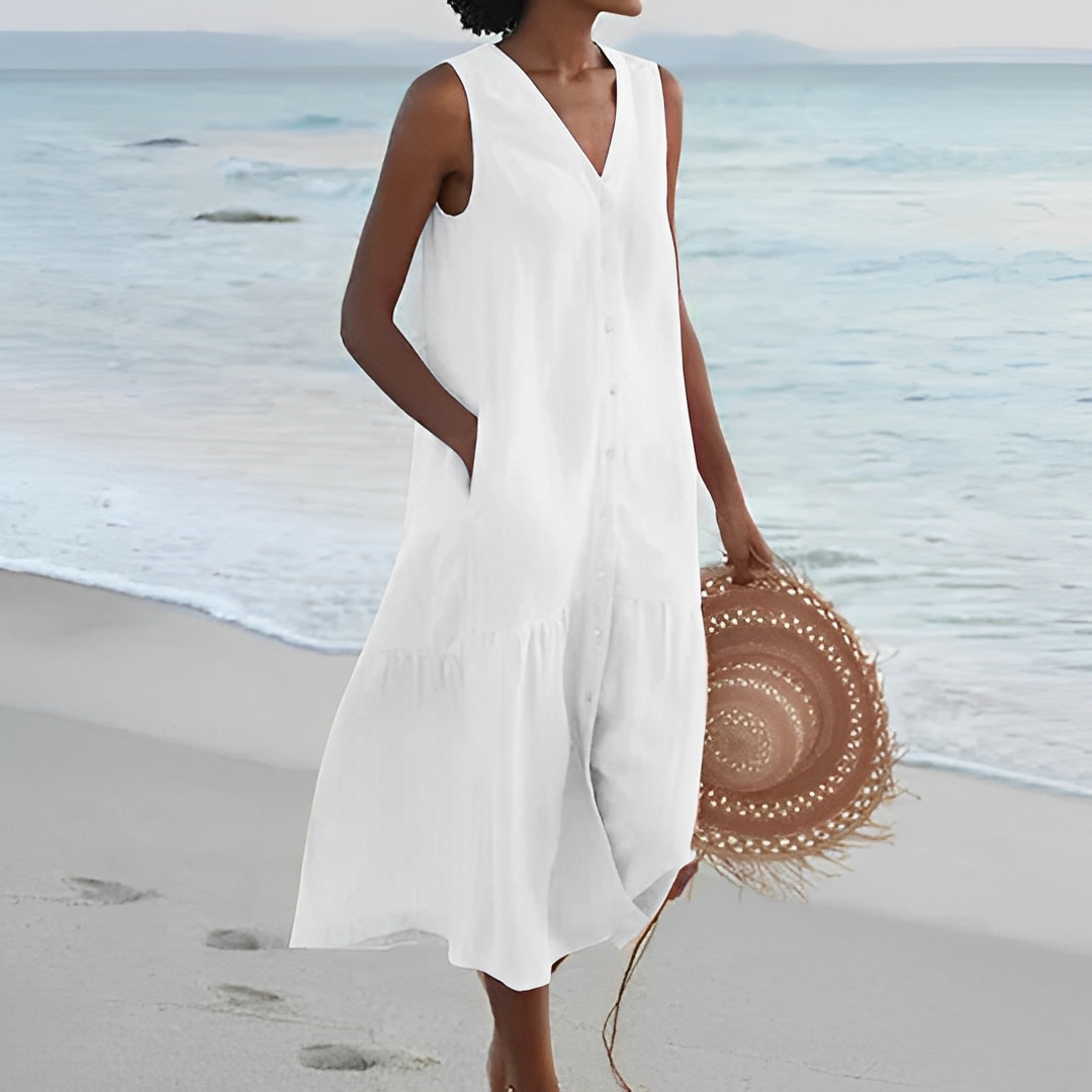 Einfaches Leinen-Sommerkleid für Damen