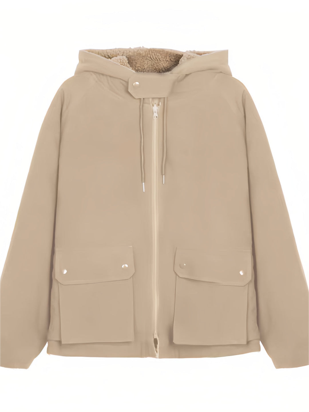 Damen Wendejacke Mit Kapuze Und Reißverschluss