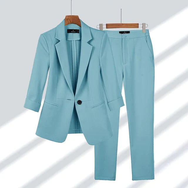 Damen Blazer Mit Hose Zweiteiliges Set