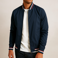 Herren Bikerjacke mit Reißverschluss und Rippkragen in Vorderansicht