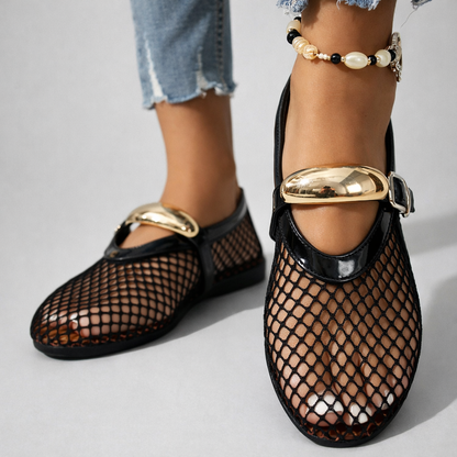 Damen Mary Jane Schuhe Mit Mesh Struktur