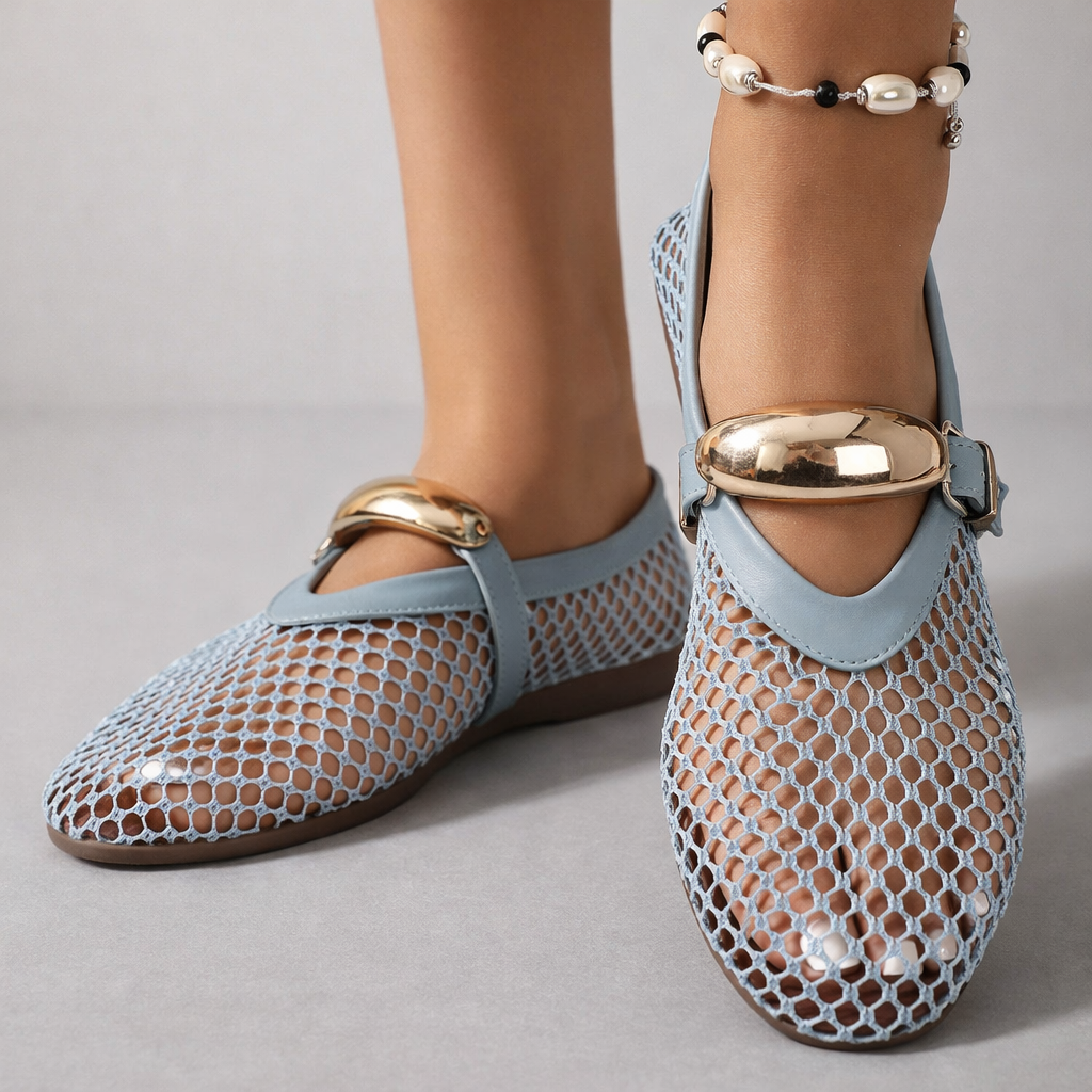 Damen Mary Jane Schuhe Mit Mesh Struktur