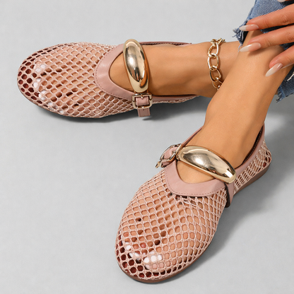 Damen Mary Jane Schuhe Mit Mesh Struktur
