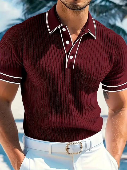 Herren Polohemd Mit Struktur Und Klassischem Schnitt