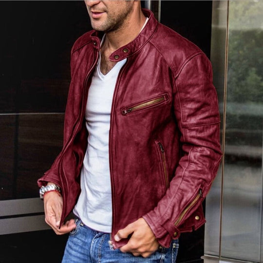 Herren Lederjacke Mit Wetterfestem Design Und Klassischem Schnitt