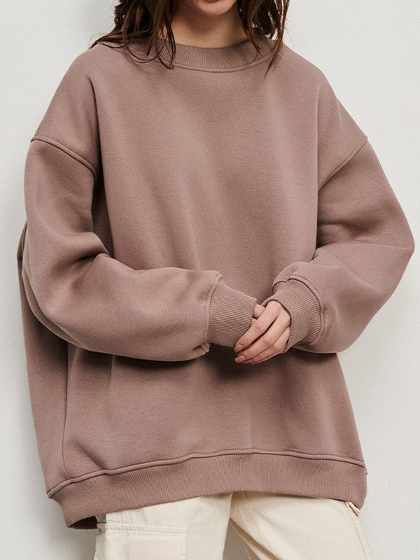 Damen Sweatshirt Locker Mit Rundhalsausschnitt