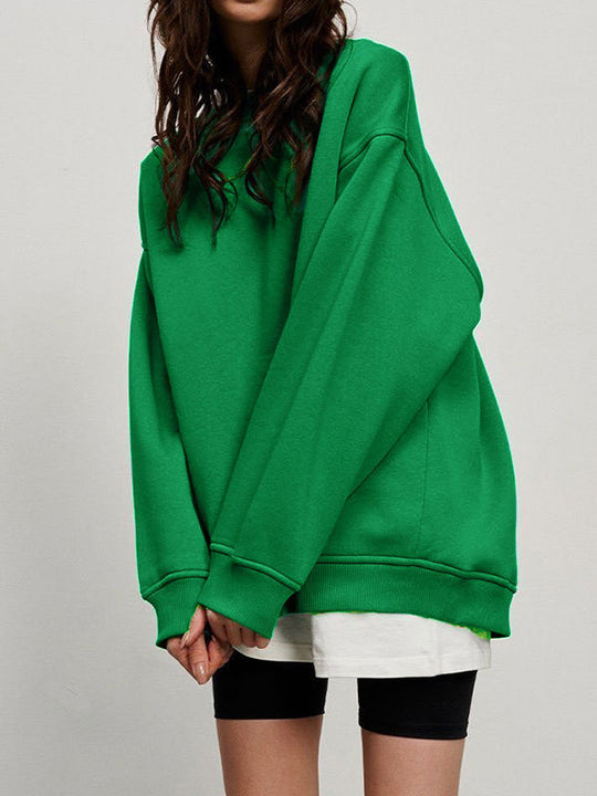 Damen Sweatshirt Locker Mit Rundhalsausschnitt