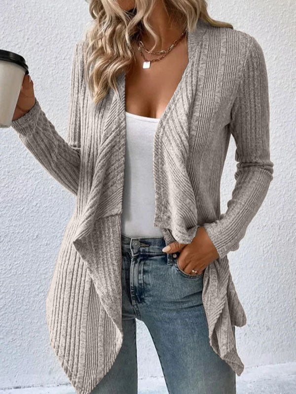 Damen Strick Cardigan Mit Wasserfall Schnitt