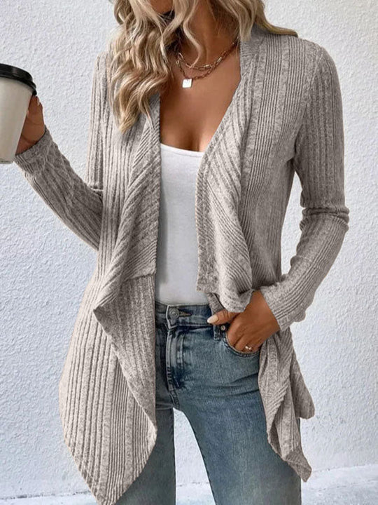 Damen Strick Cardigan Mit Wasserfall Schnitt