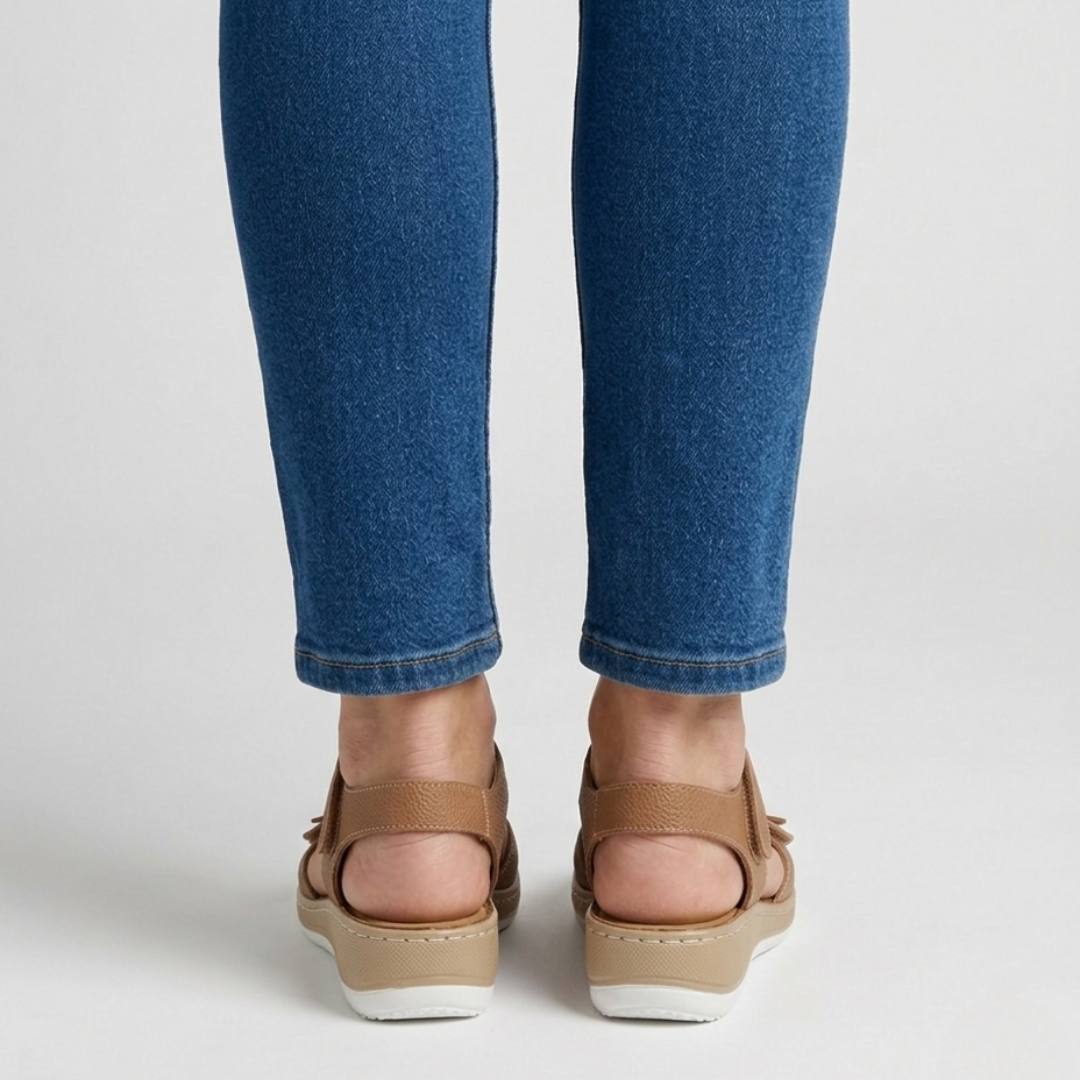 Damensandalen mit Blumenmuster und hohem Komfort