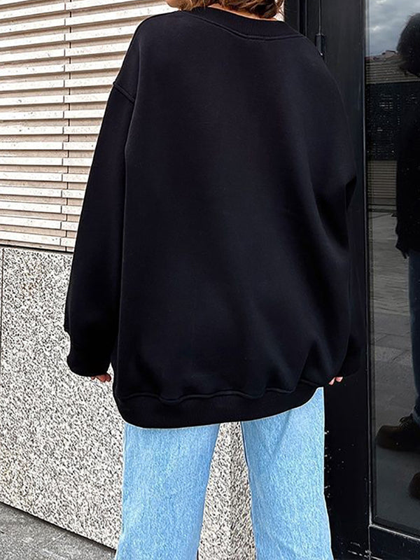 Damen Sweatshirt Locker Mit Rundhalsausschnitt