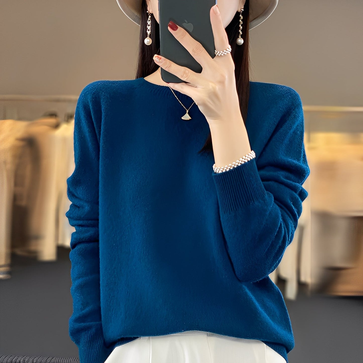 Eleganter Damenpullover aus Kaschmir, weicher Strickpullover