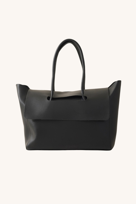 Monel Noir | Elegante große Handtasche aus veganem Leder mit Magnetverschluss für Damen