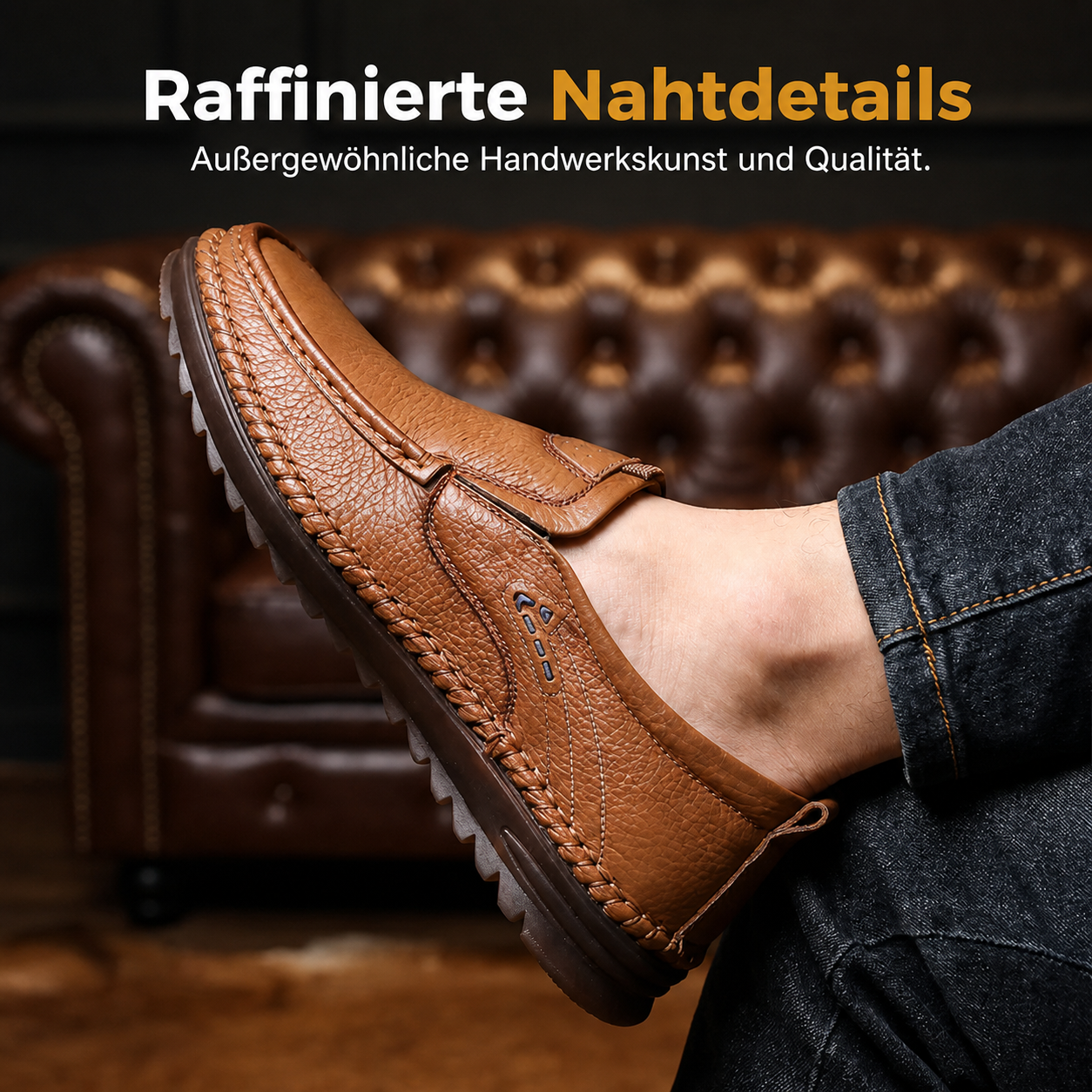 Nahaufnahme der Vorderpartie der Herren-Loafer Slip-On