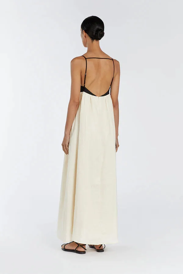 Freizeitliches Damen Maxikleid aus Leinen in fließender Silhouette