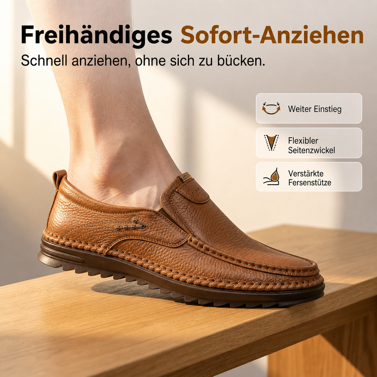 Rückansicht der Herren-Loafer für Büro und Freizeit