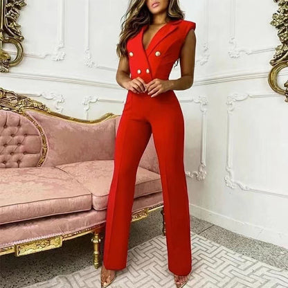 Ärmelloser V-Ausschnitt Jumpsuit für Damen