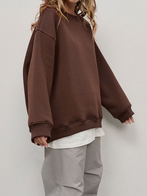 Damen Sweatshirt Locker Mit Rundhalsausschnitt