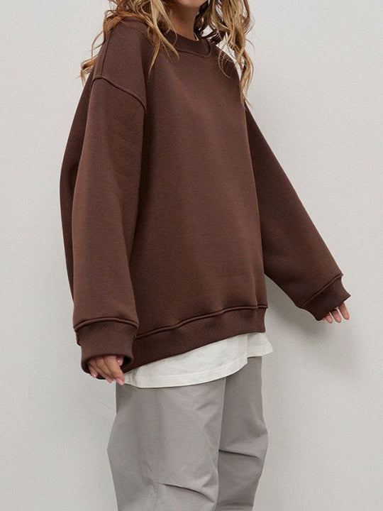 Damen Sweatshirt Locker Mit Rundhalsausschnitt