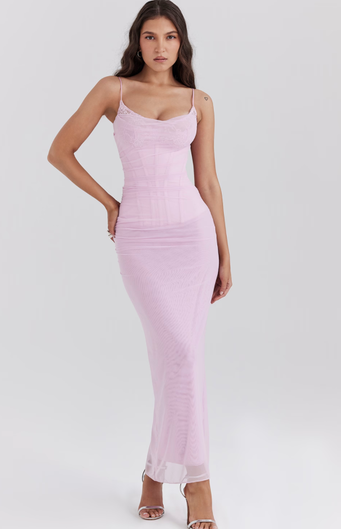 Satin Corsagen-Nachthemd Rosa